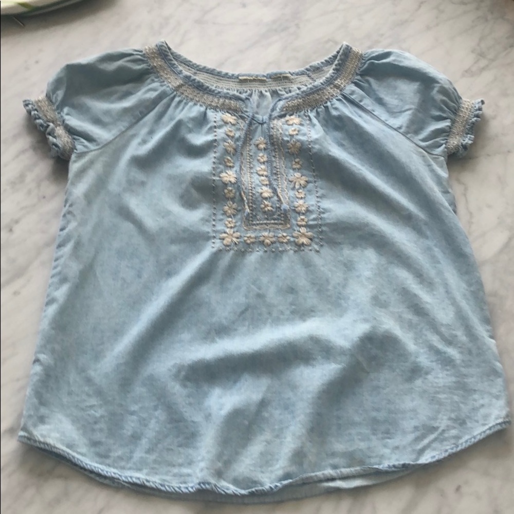 Light Blue Chambray Bohemian Top XS